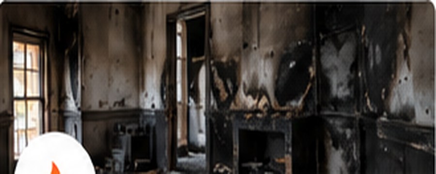 Fire-damaged residential interior